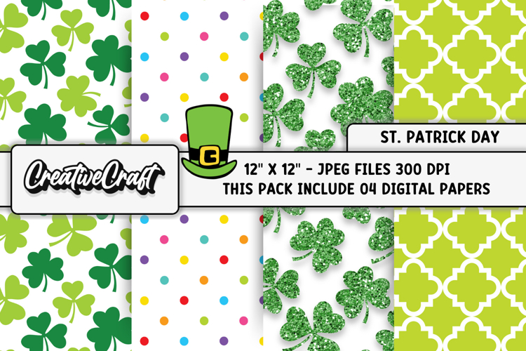 St Patricks Day Digital Papers, st patricks day illustration