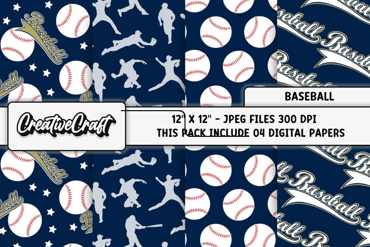 Baseball Sport Digital Paper, baseball graphic illustrations