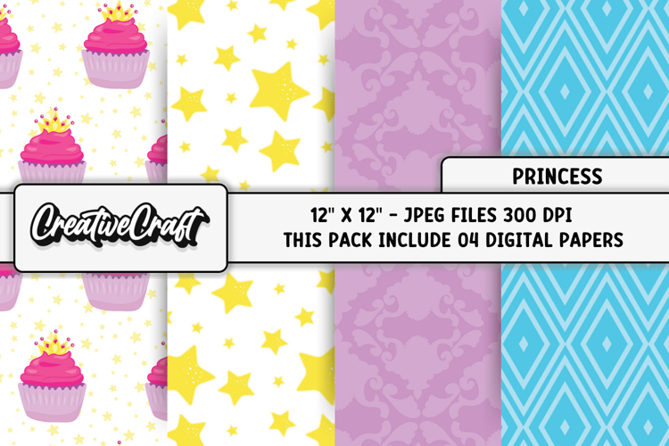 Princess Digital Papers, princess backgrounds illustrations