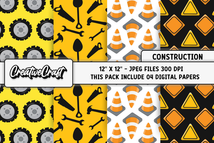 Construction Digital Papers, build truck scrapbook designs
