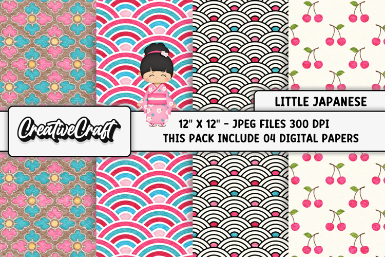 Little Japanese Digital Papers, scrapbook background designs