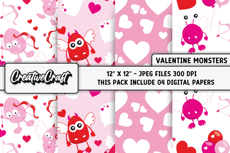 Valentines Day Digital Papers, valentines day illustrations