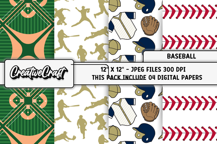 Baseball Sport Digital Paper, baseball graphic illustrations