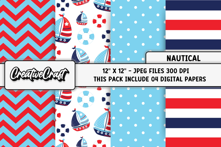 Nautical Digital Papers, scrapbooking backgrounds designs