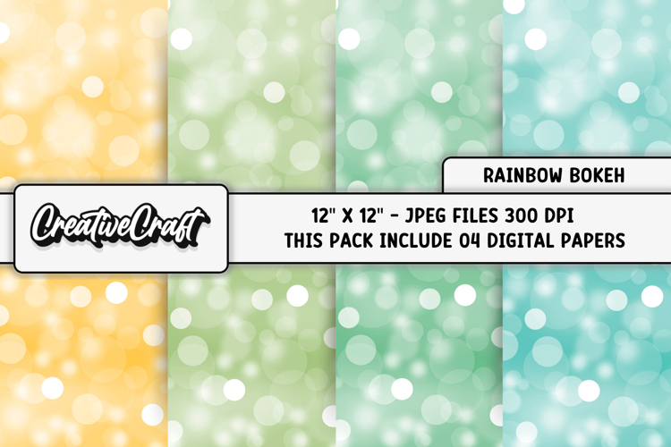 Rainbow Bokeh Digital Papers, bokeh backgrounds illustration
