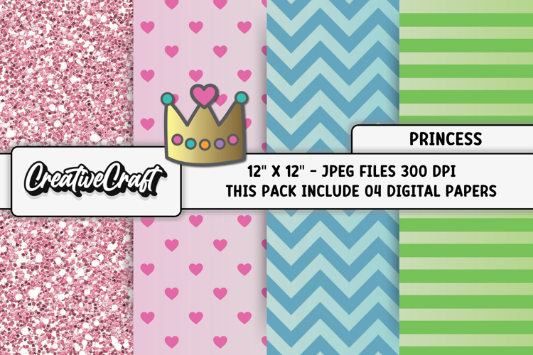 Princess Digital Paper, princess backgrounds illustrations