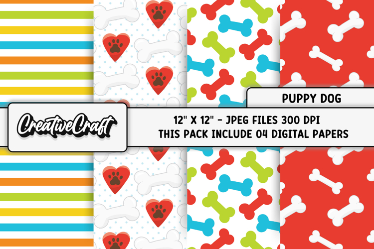 Pet Dog Digital Papers, puppy dog backgrounds illustrations