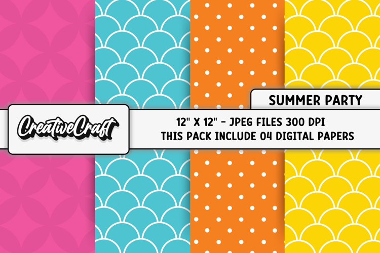 Summer Party Digital Papers, scrapbook backgrounds designs
