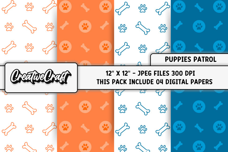 Puppies Patrol Digital Papers, scrapbook backgrounds designs