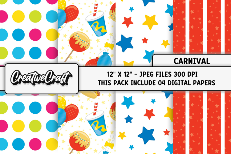 Circus Digital Paper, circus graphic, carnival illustration