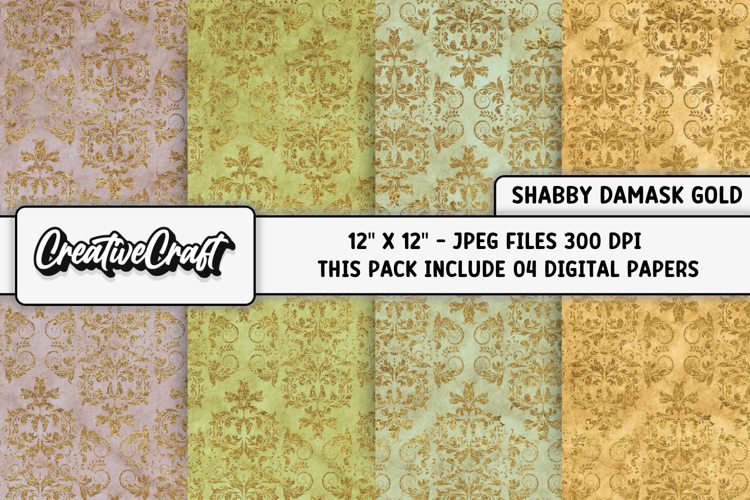 Shabby Chic digital paper, shabby gold backgrounds designs