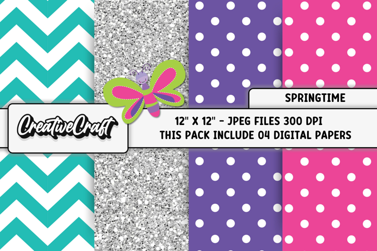 Springtime Digital Papers, spring backgrounds illustrations