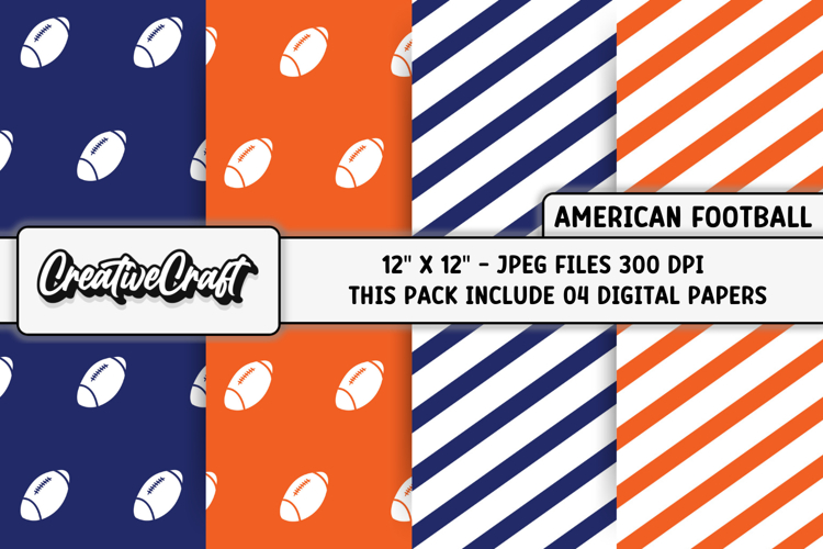 American Football Digital Papers, illustrations, backgrounds