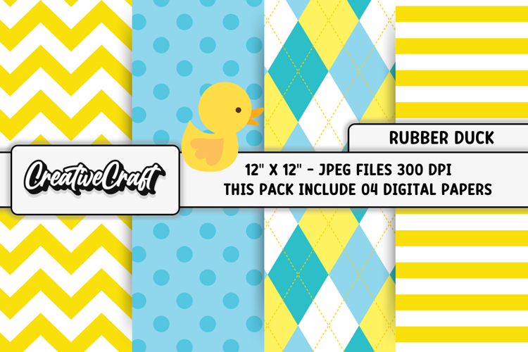 Rubber Duck Digital Paper, baby graphics, baby illustrations