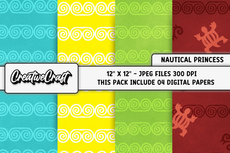 Nautical Princess Digital Papers, scrapbooking backgrounds