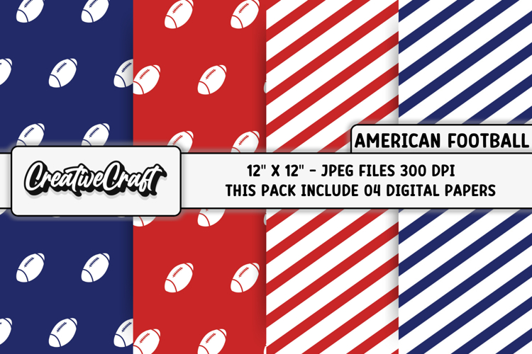 American Football Digital Papers, illustrations, backgrounds