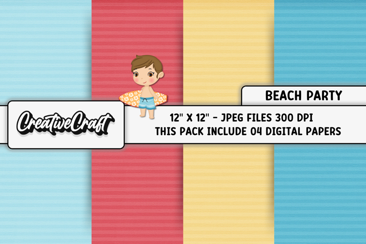 Beach Party Digital Paper, summer backgrounds illustrations