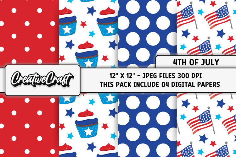 4th of July Digital Papers, independence day digital papers