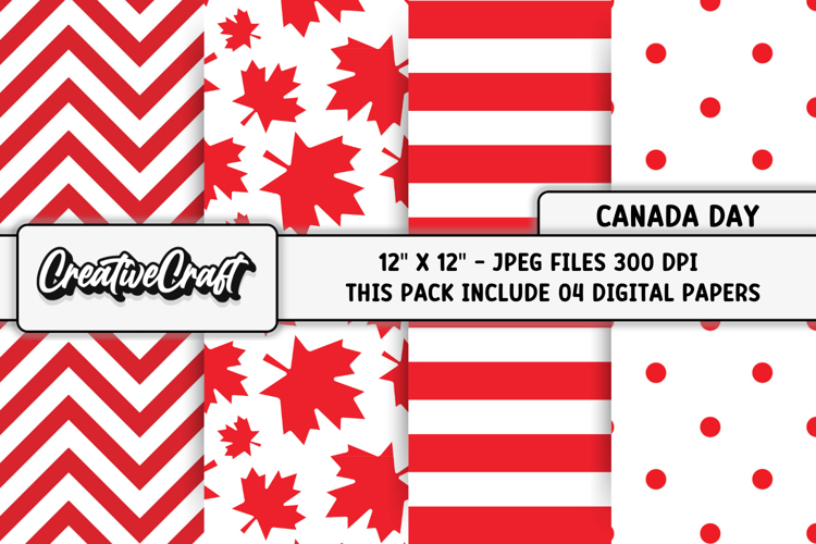 Canada Day Digital Papers, illustrations, background designs