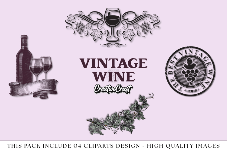 Vintage Wine png Cliparts, vintage graphics illustrations