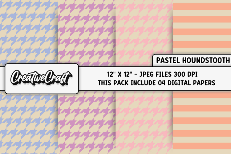 Pastel Colors Houndstooth Digital Papers, background designs