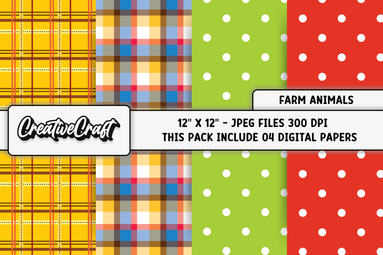 Farm Animals Digital Papers, farm animals background designs
