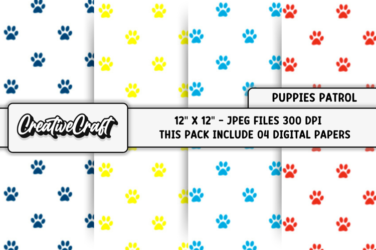 Puppies Patrol Digital Papers, scrapbook backgrounds designs