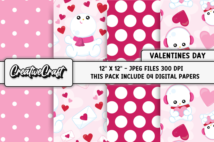 Valentines Day Digital Papers, valentines day illustrations