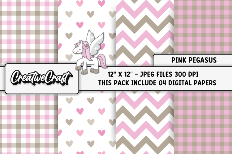 Pink Pegasus Digital Papers, pegasus background illustration