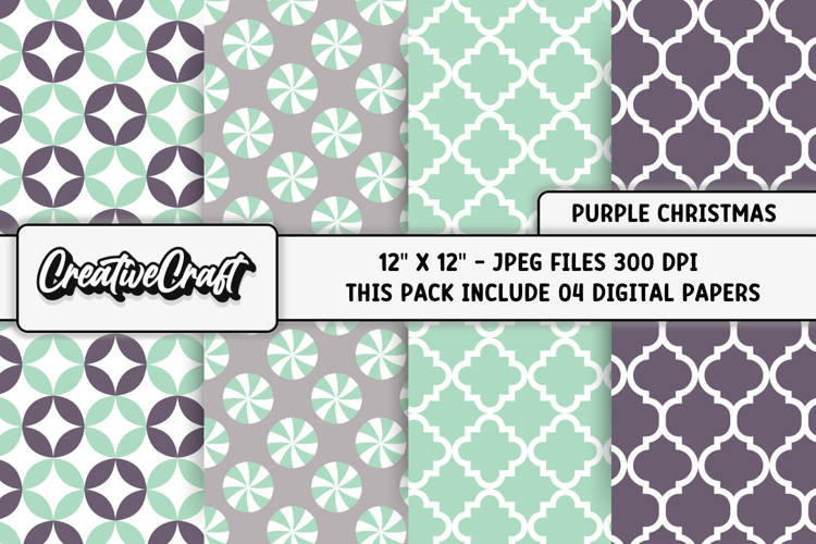 Purple Christmas Digital Papers, christmas background design