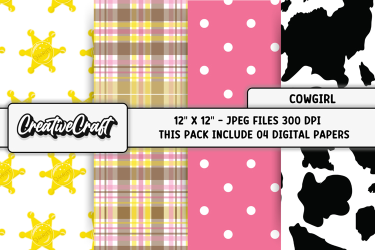 Sheriff Cowgirl Digital Paper, scrapbook background designs