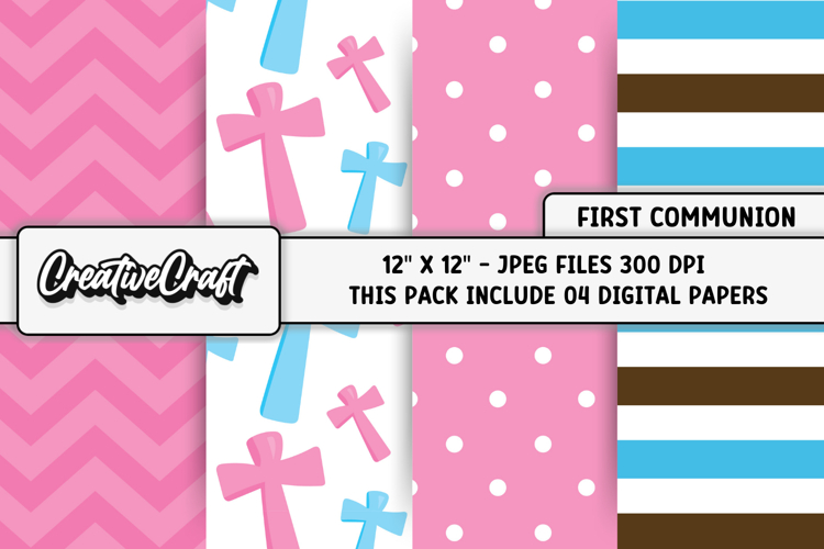 First Communion Digital Papers, scrapbooking backgrounds