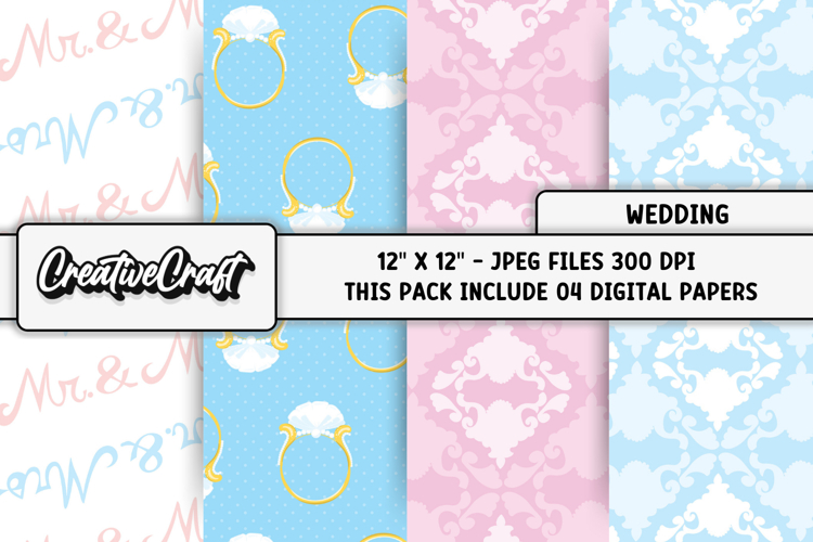 Wedding Digital Papers, wedding backgrounds illustrations