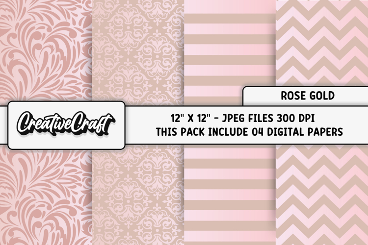 Rose Gold Digital Papers, rose gold scrapbook illustrations