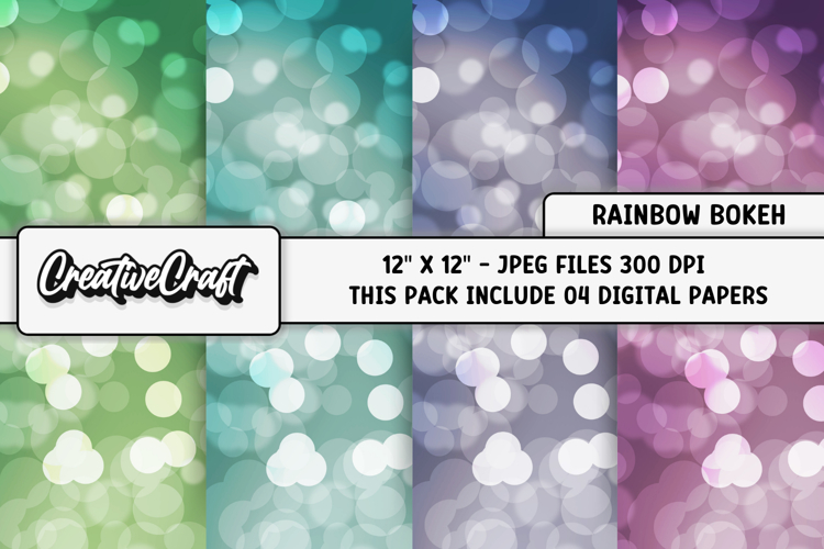 Rainbow Bokeh Digital Papers, bokeh backgrounds illustration