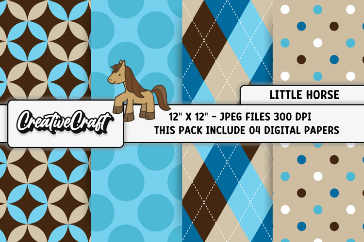 Little Horse Digital Papers, cowboy backgrounds illustration