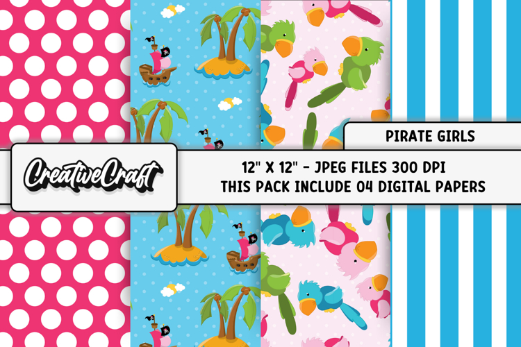 Pirate Girls Digital Papers, pirates backgrounds designs