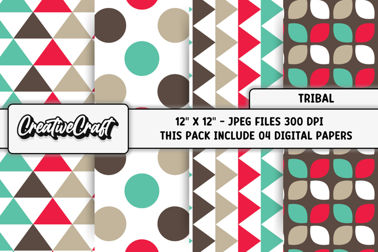 Boho Tribal Digital Papers, boho tribal digital scrapbook