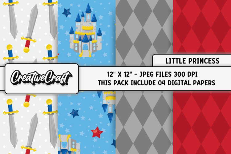 Little Prince Digital Papers, fairytale illustrations