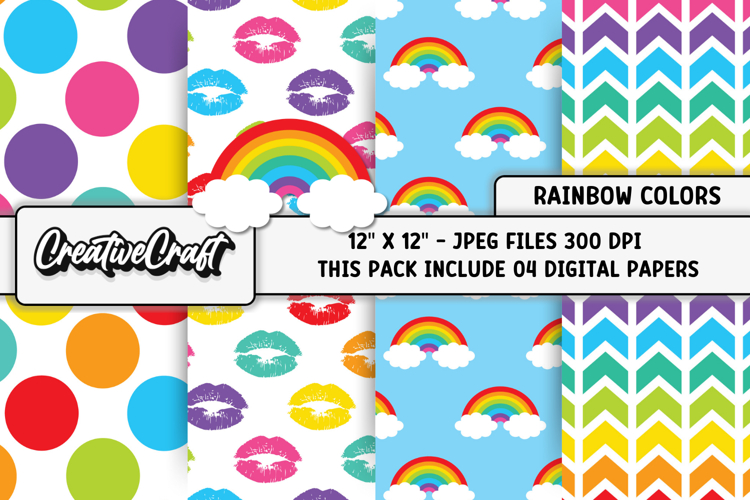 Rainbow Colors Digital Papers, scrapbook backgrounds designs