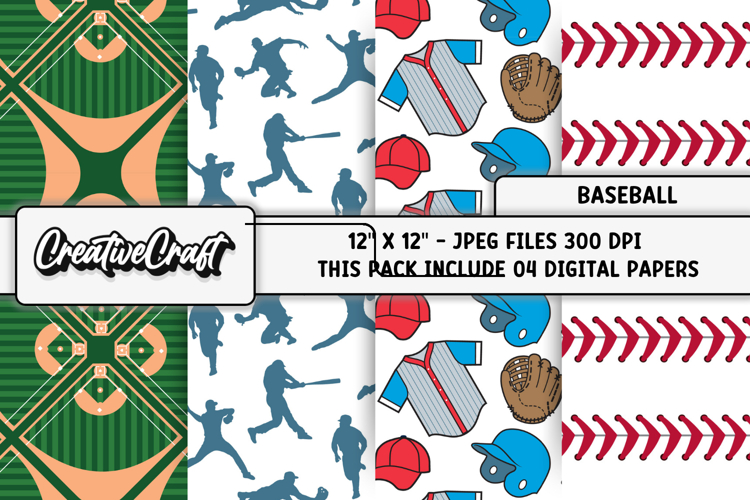 Baseball Sport Digital Papers, background designs, scrapbook