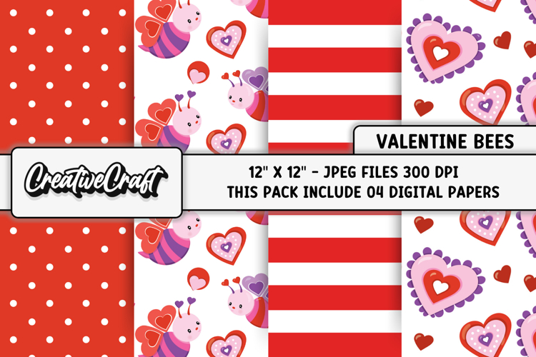 Valentines Day Digital Papers, valentines day illustrations