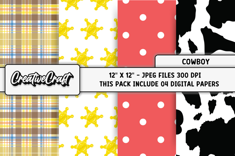 Cowboy Digital Paper, sheriff graphic, cowboy illustrations