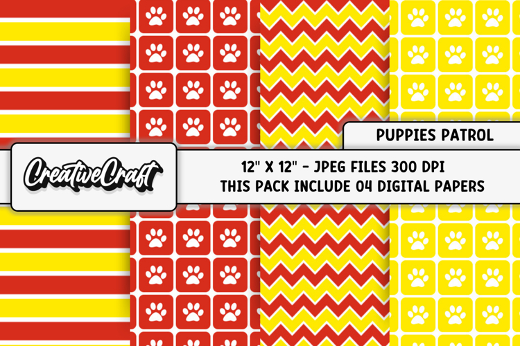 Puppies Patrol Digital Papers, scrapbook backgrounds designs