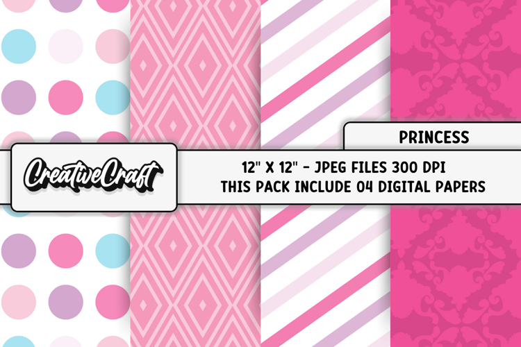 Princess Digital Papers, princess backgrounds illustrations