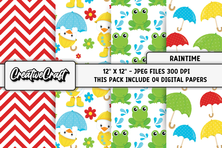 Rain Time Digital Papers, scrapbooking backgrounds designs