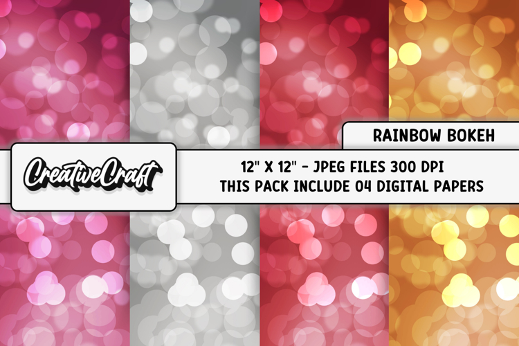 Rainbow Bokeh Digital Papers, bokeh backgrounds illustration