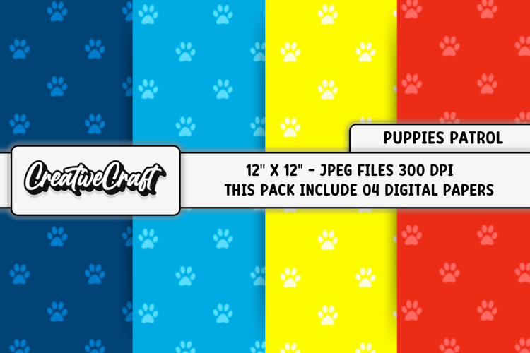 Puppies Patrol Digital Papers, scrapbook backgrounds designs