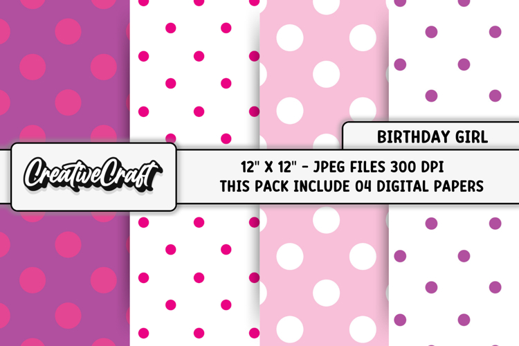 Birthday Girl Digital Paper, birthday graphic, illustratrion