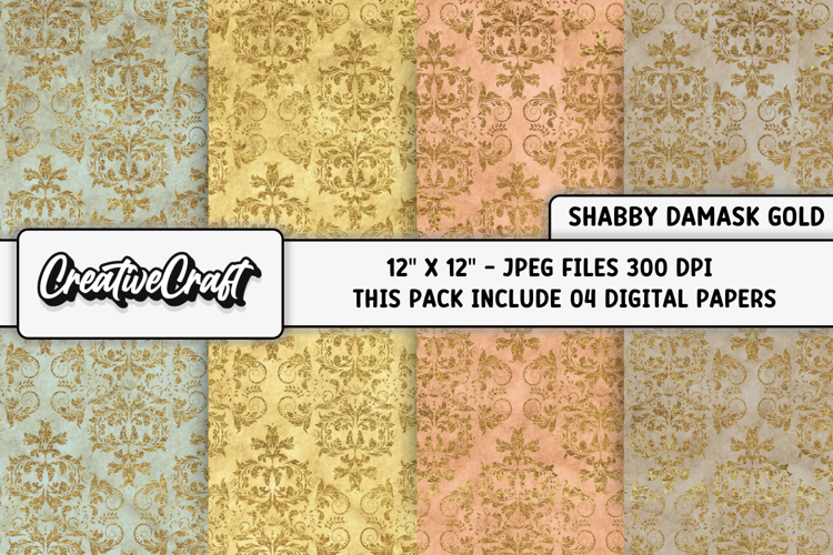 Shabby Chic digital paper, shabby gold backgrounds designs
